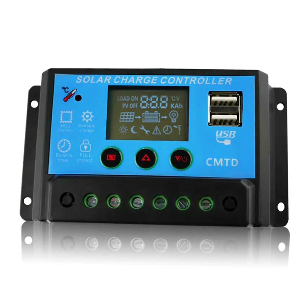 10A Solar Charge Controller 12V/24V LCD Display Dual USB Solar Panel Charge Regulator Battery Protection
10A Solar Charge Controller 12V/24V LCD Display Dual USB Solar Panel Charge Regulator Battery Protection