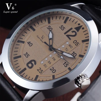 2016 V6 Brand Men's Fashion Casual Sport Watches Men Waterproof Leather Quartz Watch Man Military Clock Relogio Masculino
2016 V6 Brand Men's Fashion Casual Sport Watches Men Waterproof Leather Quartz Watch Man Military Clock Relogio Masculino