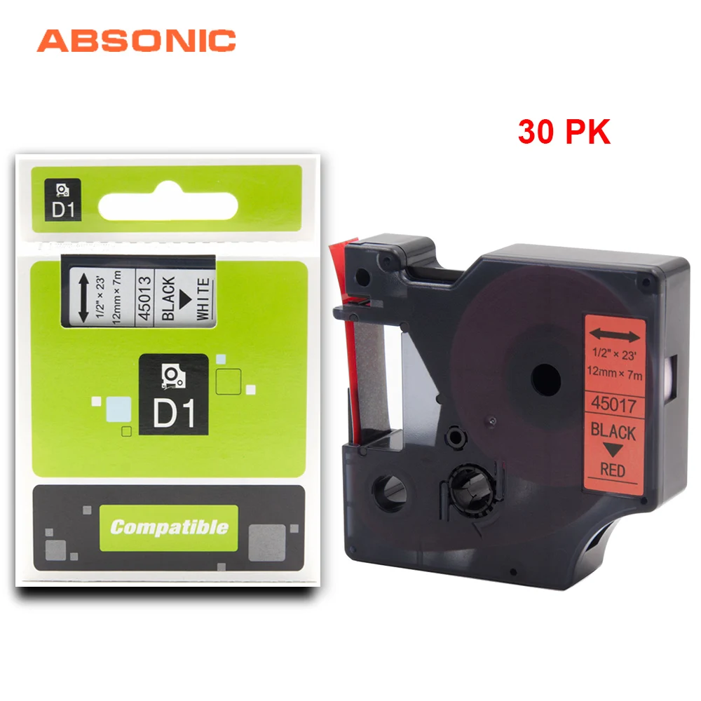 Absonic 30PCS Printer Ribbon 12mm DYMO D1 45017 Black on Red Tape Compatible for Dymo LabelManager PnP 220P 360D 450D Labelmaker
Absonic 30PCS Printer Ribbon 12mm DYMO D1 45017 Black on Red Tape Compatible for Dymo LabelManager PnP 220P 360D 450D Labelmaker