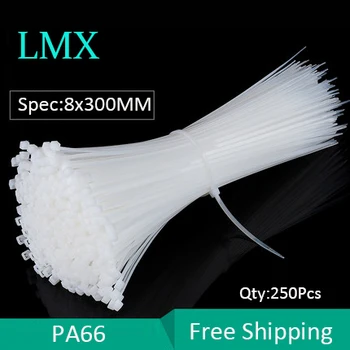 250PCS 8*300MM Self-Locking Plastic Nylon Cable Wire Black White Width 5.2mm Length 300mm Zip Ties 
250PCS 8*300MM Self-Locking Plastic Nylon Cable Wire Black White Width 5.2mm Length 300mm Zip Ties