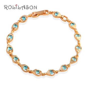 ROLILASON Delicate Gifts Golden Bracelets for Women Blue Zircon Crystal romantic wedding Fashion Jewelry TB1031
ROLILASON Delicate Gifts Golden Bracelets for Women Blue Zircon Crystal romantic wedding Fashion Jewelry TB1031