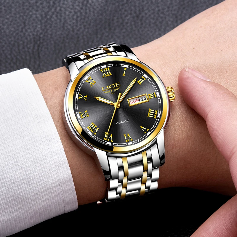 2019 LIGE Luxury Brand Men Stainless Steel Gold Watch Men's Quartz Clock Man Sports Waterproof WristWatch Relogio Masculino+BOX
2019 LIGE Luxury Brand Men Stainless Steel Gold Watch Men's Quartz Clock Man Sports Waterproof WristWatch Relogio Masculino+BOX