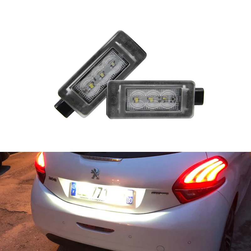 2x Peugeot 207 Bright Xenon White LED Number Plate Upgrade Light Bulbs