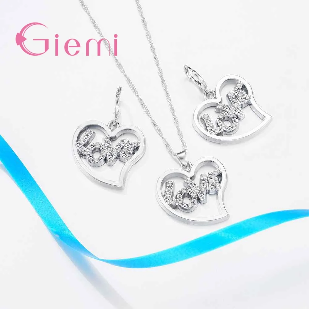 novel hot sell romantic jewelry sets love stamp for girl pave