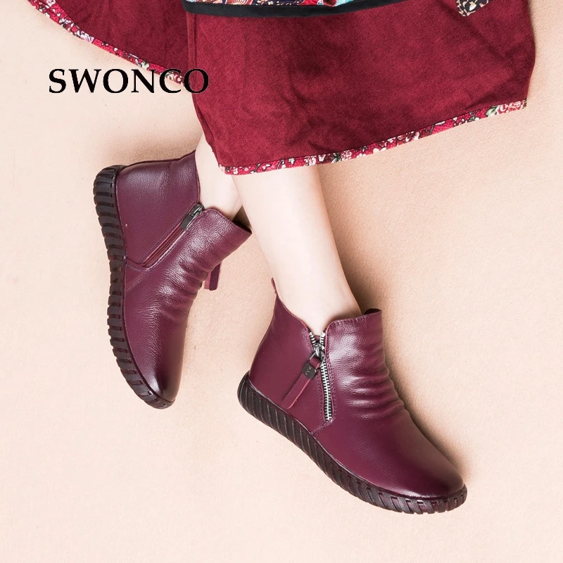 SWONCO Women's Winter Ankle Boots 2018 New Genuine Leather Ladies Snow Boot Winter Boots Women Waterproof Warm Plush Woman Shoes
SWONCO Women's Winter Ankle Boots 2018 New Genuine Leather Ladies Snow Boot Winter Boots Women Waterproof Warm Plush Woman Shoes