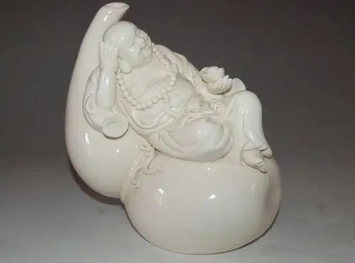 

Exquisite Chinese Dehua White Porcelain Statues --- Buddha On Gourd