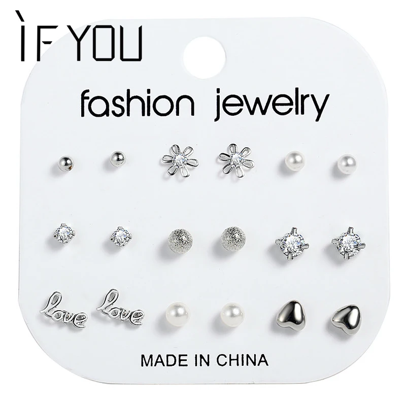 IF YOU Crystal Infinite High Quality Silver Stud Earrings Set For Women Imitation Pearl Earings Fashion Jewelry Gifts
IF YOU Crystal Infinite High Quality Silver Stud Earrings Set For Women Imitation Pearl Earings Fashion Jewelry Gifts
