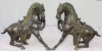 10"Chinese Bronze Carved Successful Running Tang Safety Horse Animal Pair Statue
10"Chinese Bronze Carved Successful Running Tang Safety Horse Animal Pair Statue