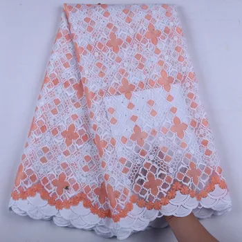 Embroidery Nigerian Lace Tulle Lace Fabric With Stones Milk Silk Cotton Lace Fabric For Wedding Dress 5 Yards A1656 
Embroidery Nigerian Lace Tulle Lace Fabric With Stones Milk Silk Cotton Lace Fabric For Wedding Dress 5 Yards A1656