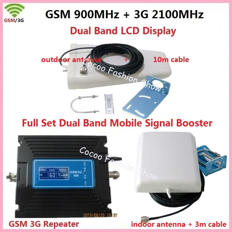 LCD Display 3G W-CDMA 2100MHz + 2G GSM 900Mhz Dual Band Mobile Phone Signal Booster GSM UMTS Celular Signal Repeater Amplifier
LCD Display 3G W-CDMA 2100MHz + 2G GSM 900Mhz Dual Band Mobile Phone Signal Booster GSM UMTS Celular Signal Repeater Amplifier