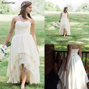 Country Hi-Lo Wedding Dresses 2019 Strapless Backless High Low Lace Appliques Pleats Tiered Skirts Garden Bridal Gowns Custom
Country Hi-Lo Wedding Dresses 2019 Strapless Backless High Low Lace Appliques Pleats Tiered Skirts Garden Bridal Gowns Custom