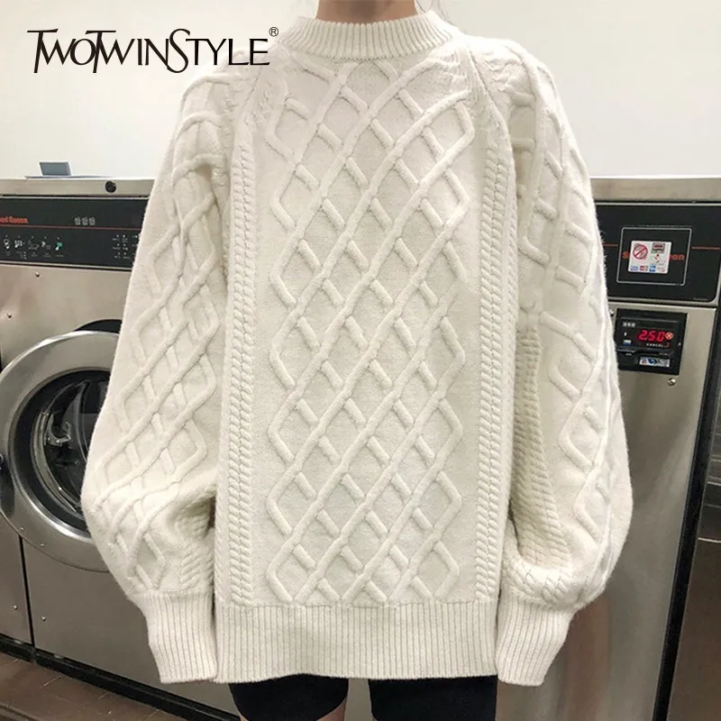 TWOTWINSTYLE Casual Knitting Women's Sweater Pullover Female Lantern Long Sleeve Oversized Jumper Fashion Autumn Winter 2019 New
TWOTWINSTYLE Casual Knitting Women's Sweater Pullover Female Lantern Long Sleeve Oversized Jumper Fashion Autumn Winter 2019 New