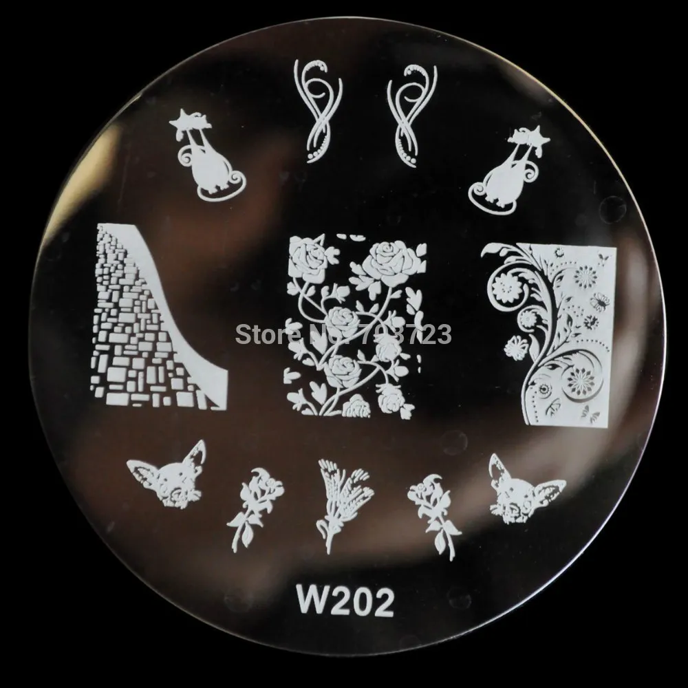 Fashion Small Round Stainless Steel Template Nail Art Stamping Cat lovers Rose Pattern Lovely Template Manicure Tools W-202
Fashion Small Round Stainless Steel Template Nail Art Stamping Cat lovers Rose Pattern Lovely Template Manicure Tools W-202