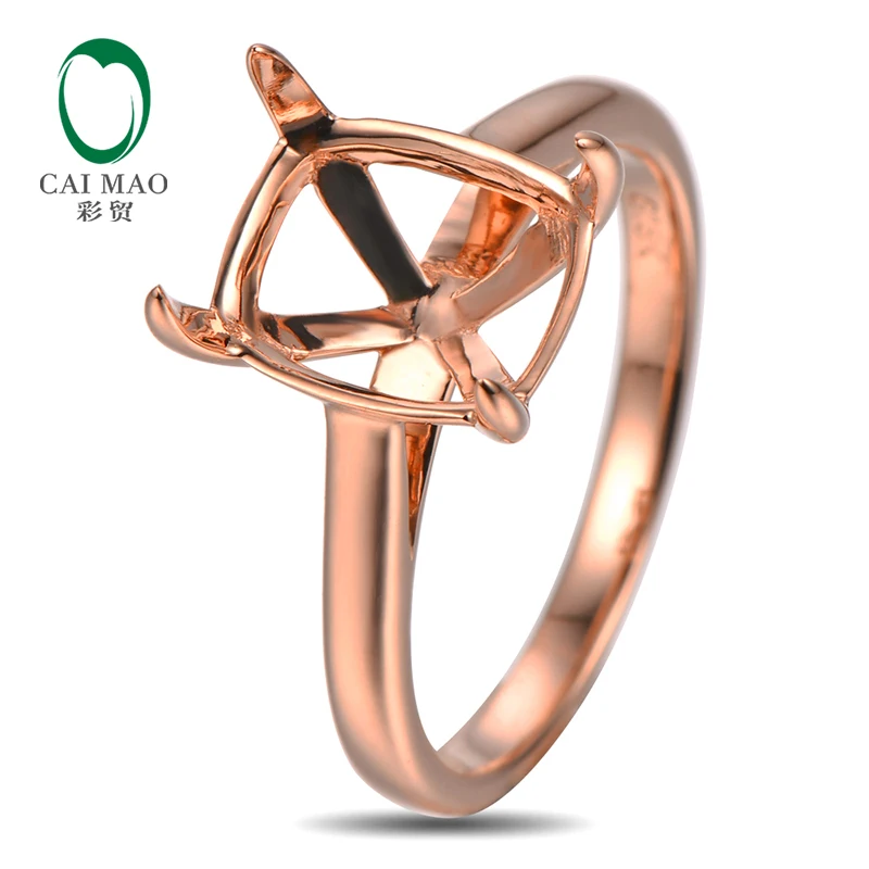 

Caimao 9x11mm Cushion Cut Semi Mount Setting Ring 10K Rose gold Natural Engagement Jewelry