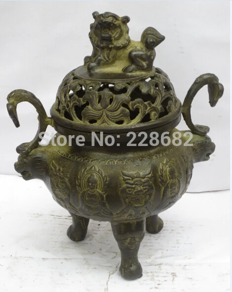 Collectible High 6inch Chinese old Bronze Carved 5 God incense burner chinese Temple Censer Lion Lid fast Shipping
Collectible High 6inch Chinese old Bronze Carved 5 God incense burner chinese Temple Censer Lion Lid fast Shipping