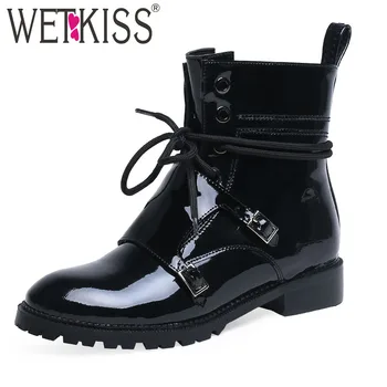 WETKISS Military Boots Women Ankle Boot Motorcycle Round Toe Shoes Female Patent Leather Punk Shoes Ladies Thick Heels Shoes
WETKISS Military Boots Women Ankle Boot Motorcycle Round Toe Shoes Female Patent Leather Punk Shoes Ladies Thick Heels Shoes