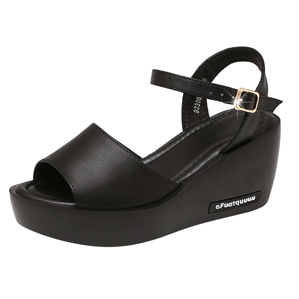2018 Platform Sandals Women Fish Mouth Platform High Heels Wedge Sandals Buckle Slope Sandals Summer Shoes