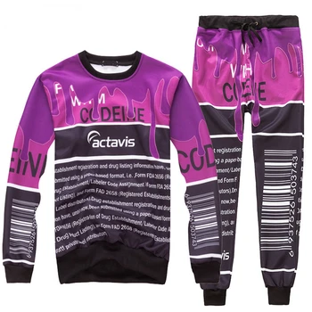 Casual women/men suit Lean Codeine coffee milk 3d print set joggers pants+sweatshirt clothing 2 piece set women Plus S-XXL R2389
Casual women/men suit Lean Codeine coffee milk 3d print set joggers pants+sweatshirt clothing 2 piece set women Plus S-XXL R2389