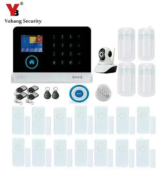 

YobangSecurity Touch Keypad RFID Wireless GSM WiFi GPRS Intelligent Alarm Security System with Wireless IP Camera Strobe Siren
