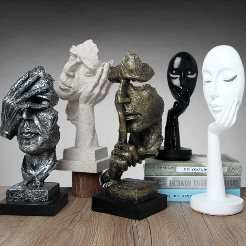 No Speaking Statues Office Desktop Ornament Decor Retro Resin Mask Sculpture Craft Hotel Home Living Room Accessories Decoration
No Speaking Statues Office Desktop Ornament Decor Retro Resin Mask Sculpture Craft Hotel Home Living Room Accessories Decoration