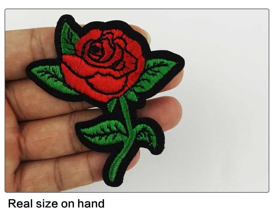 Embroidery Iron Flower Patches For Clothing Blue Red Embroidered 3D Flower Applique Parche Patches For Dress Large Small (4)