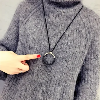 Fashion Simple Big Circle Pendant Necklace Long Rope Leather Sweater Chain For Women All-match Female Jewelry Accessories Gift
Fashion Simple Big Circle Pendant Necklace Long Rope Leather Sweater Chain For Women All-match Female Jewelry Accessories Gift