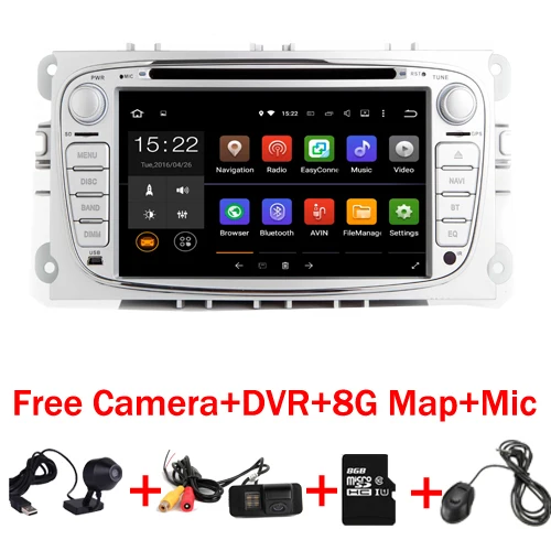 

7"HD 1024X600 Android 7.1 Car DVD GPS For Ford Mondeo C-max S max Galaxy Wifi 3G Bluetooth Radio RDS SD Free Map Camera+Car DVR