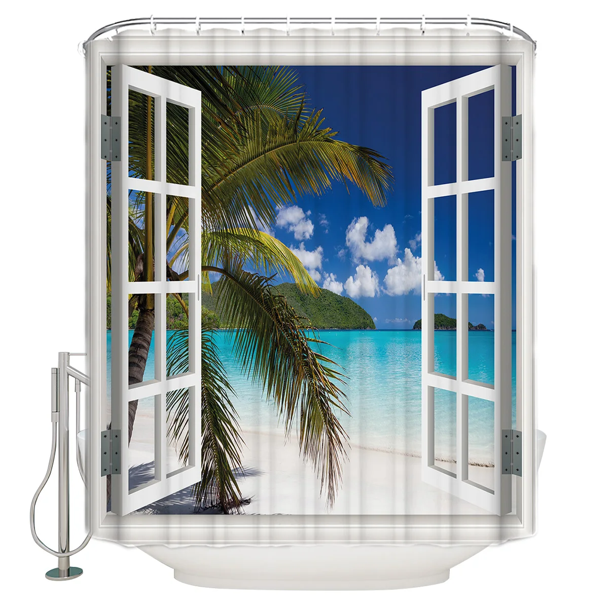 Summer Beach Window Seascape Extra Long Fabric Bath Shower Curtains Mildew-resistant Bathroom Decor Sets with Hooks
Summer Beach Window Seascape Extra Long Fabric Bath Shower Curtains Mildew-resistant Bathroom Decor Sets with Hooks