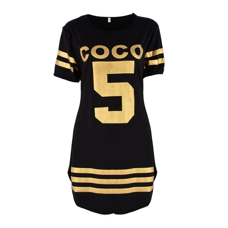Fashion Women Summer Letter Print COCO 5 Dress Slim Short Sleeve Mini O-Neck Casual Style Loose Dress vestidos S4
Fashion Women Summer Letter Print COCO 5 Dress Slim Short Sleeve Mini O-Neck Casual Style Loose Dress vestidos S4