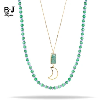 BOJIU Bohemia Jewelry 2 Layers Green Wood Bead Natural Amazonite Gold Moon Pendant Women's Necklace NKS156
BOJIU Bohemia Jewelry 2 Layers Green Wood Bead Natural Amazonite Gold Moon Pendant Women's Necklace NKS156