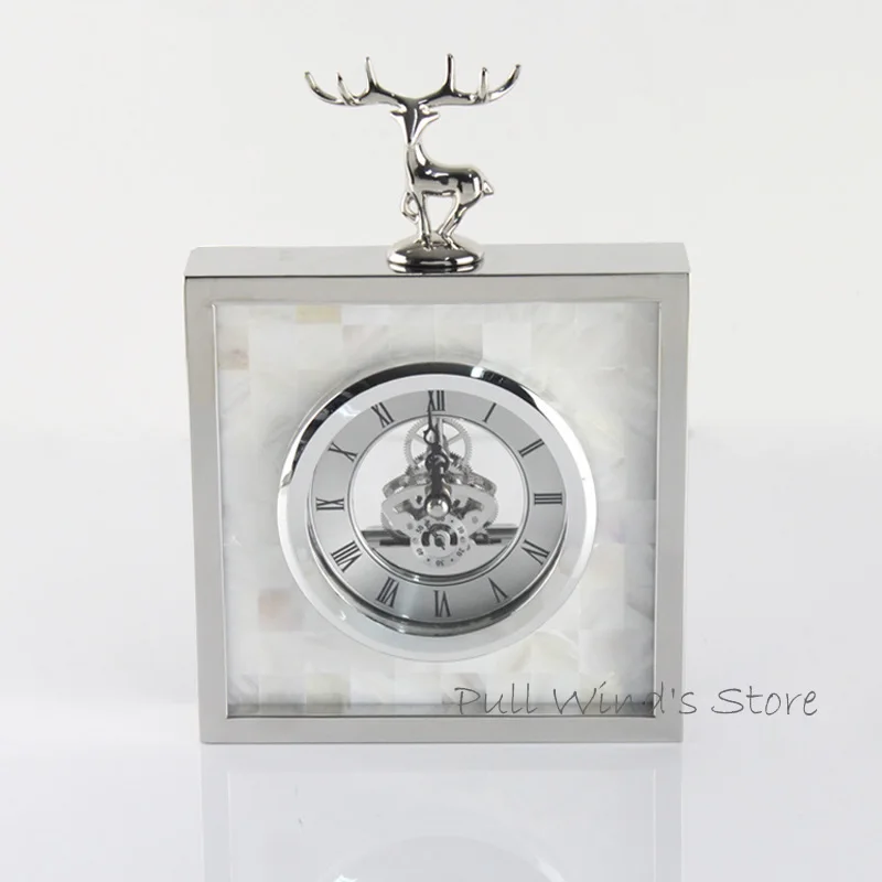 Фото Exquisite fashion silver elk Household table clock Creative animal deer business office clocks | Дом и сад