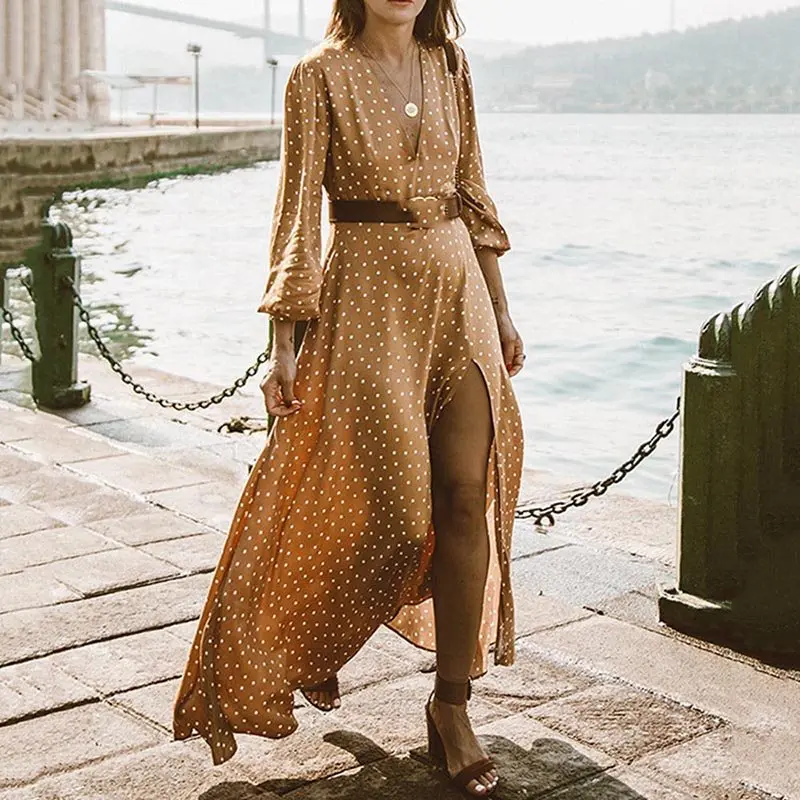 Sexy Polka Dot Maxi Dress Women 2019 Boho Causal Fashion V Neck Elegant Vintage Printed Travel Beach Summer Long Dresses Female
Sexy Polka Dot Maxi Dress Women 2019 Boho Causal Fashion V Neck Elegant Vintage Printed Travel Beach Summer Long Dresses Female