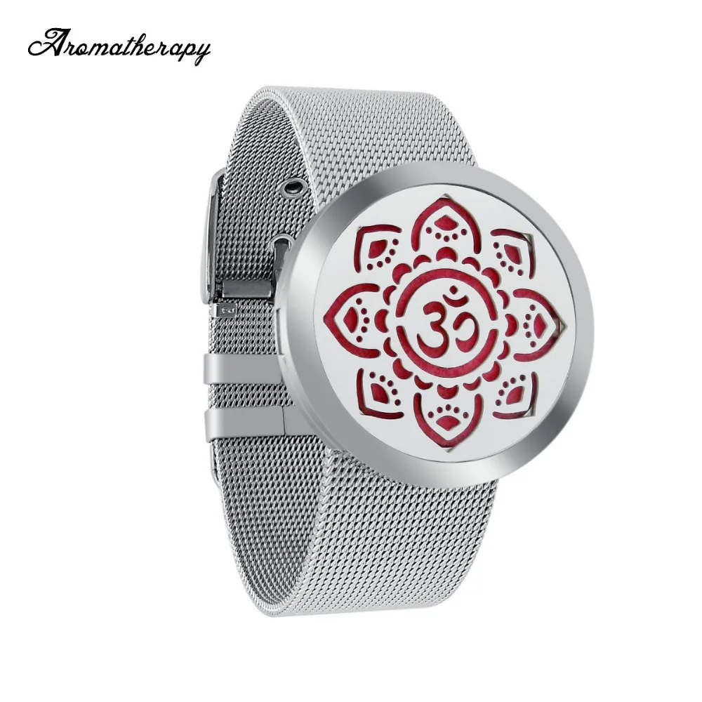 Stainless steel Mesh aromatherapy Bracelet OM and Lotus Essential Oil Diffuser Bracelet with free pads
Stainless steel Mesh aromatherapy Bracelet OM and Lotus Essential Oil Diffuser Bracelet with free pads