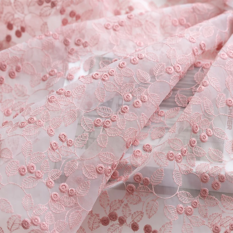 Beautiful Natural-white Pink Organza 3D Flower Tree Leaf Embroidred Lace Fabric Clothing Accessories Handmade DIY 135cm 1meter
Beautiful Natural-white Pink Organza 3D Flower Tree Leaf Embroidred Lace Fabric Clothing Accessories Handmade DIY 135cm 1meter