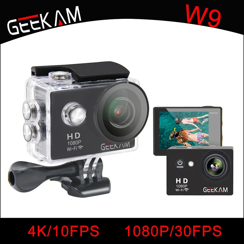 

GEEKAM W9 Action Sport camera 4k 10fps 1080P 30fps 720P 60FPS WIFI 170 degree sport cam deportivas 30M waterproof MINI camcorder