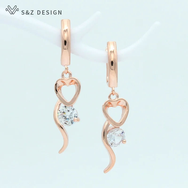 S&Z 2019 New 585 Rose Gold Cubic Zirconia Dangle Earrings Korean For Women Fashion Personality Fine Wedding Party Jewelry
S&Z 2019 New 585 Rose Gold Cubic Zirconia Dangle Earrings Korean For Women Fashion Personality Fine Wedding Party Jewelry