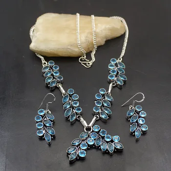 Hermosa Outstanding Multi Stone BlueTopaz Jewelry Sets Silver Color Earrings Necklace Set For Women A282 
Hermosa Outstanding Multi Stone BlueTopaz Jewelry Sets Silver Color Earrings Necklace Set For Women A282