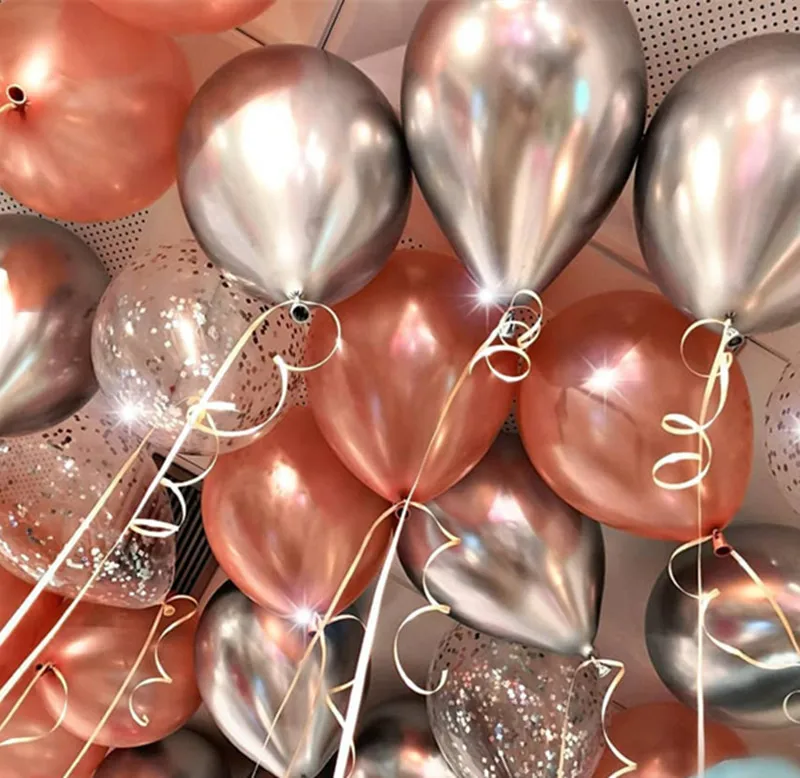 18pcs/lot 12inch Rose Gold Silver Chrome Metallic Silver Confetti Transparent Latex Balloons Birthday Wedding Engaged Decoration
18pcs/lot 12inch Rose Gold Silver Chrome Metallic Silver Confetti Transparent Latex Balloons Birthday Wedding Engaged Decoration