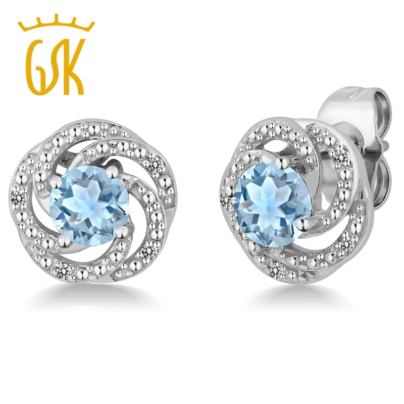 0.86 Ct Round Sky Blue Aquamarine White Diamond 925 Sterling Silver Flower Design Earrings
0.86 Ct Round Sky Blue Aquamarine White Diamond 925 Sterling Silver Flower Design Earrings