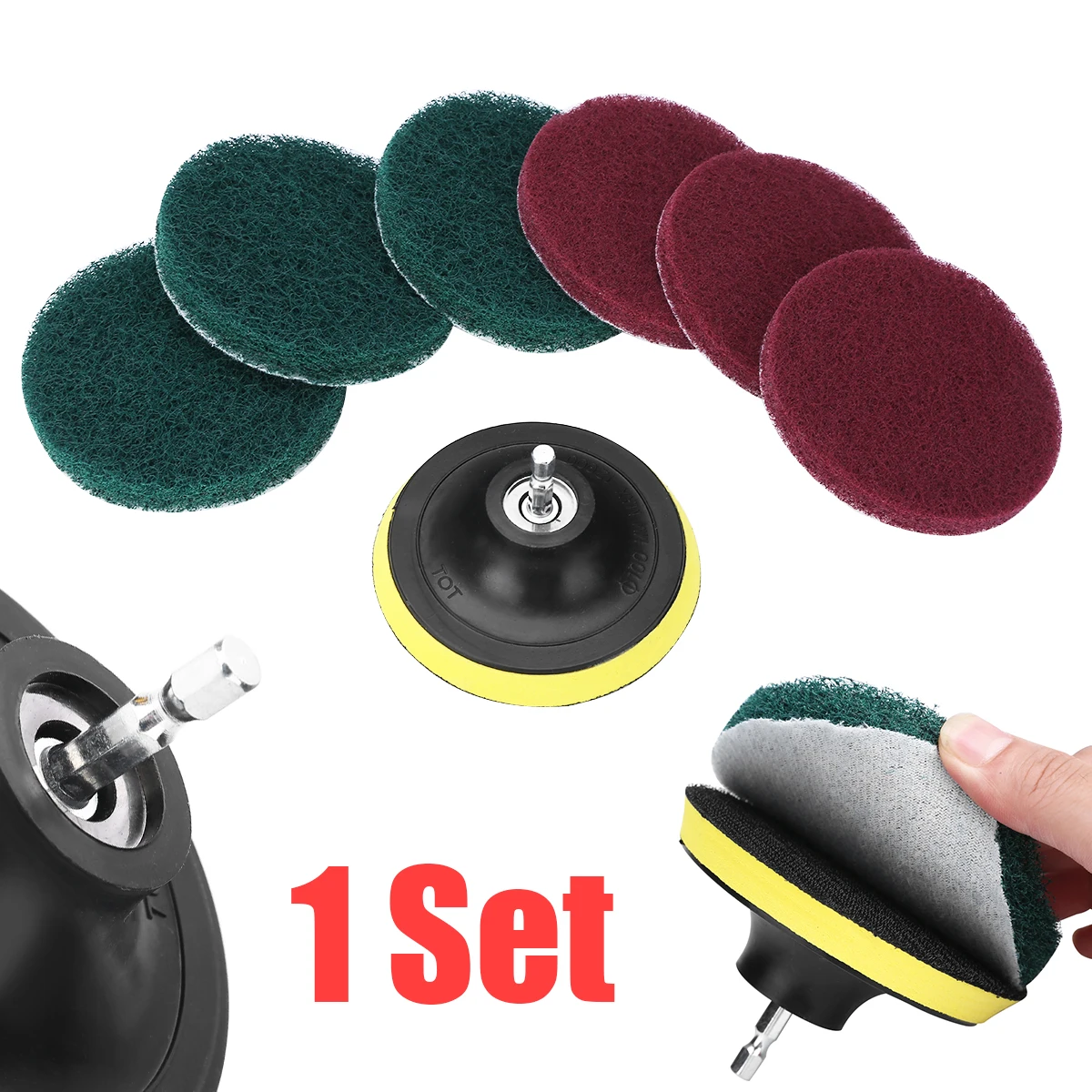 1 Set Drill Power Brush Tile Scrubber Scouring Pads Cleaning Tool 4" Scrub Pads + Adhesive Disc for Porcelain Stone Glass
1 Set Drill Power Brush Tile Scrubber Scouring Pads Cleaning Tool 4" Scrub Pads + Adhesive Disc for Porcelain Stone Glass