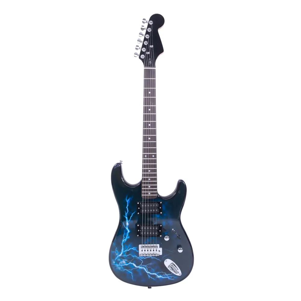 Lightning Style Electric Guitar with Power Cord/Strap/Bag/Plectrums Black & Dark Blue
Lightning Style Electric Guitar with Power Cord/Strap/Bag/Plectrums Black & Dark Blue