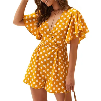 Women Summer V neck Polka Dot Print Playsuit Loose Boho Beach Party Short Jumpsuits
Women Summer V neck Polka Dot Print Playsuit Loose Boho Beach Party Short Jumpsuits