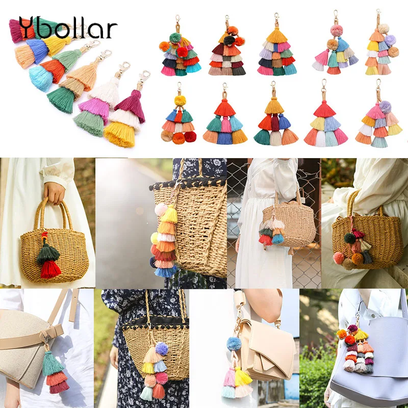 1pc Key Chain Bohemian PomPons Layered Tassel Women Girl Bag Pendant Jewelry KeyRing Car Keychain Handbag Hanging Accessories
1pc Key Chain Bohemian PomPons Layered Tassel Women Girl Bag Pendant Jewelry KeyRing Car Keychain Handbag Hanging Accessories