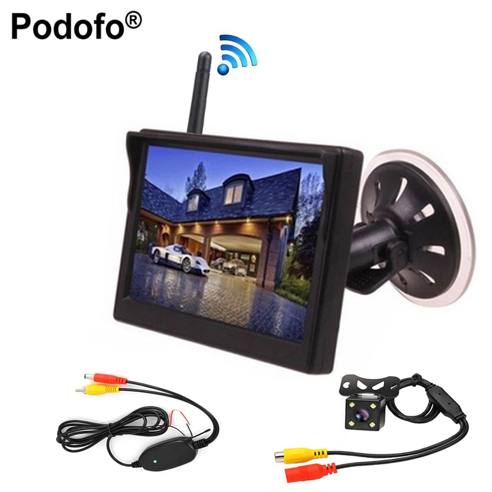 Podofo Wireless 5" Car Color Monitor Rear View Camera Auto Parking Assistance 4 LED Night Vision Reversing 170 Degree Carstyling
Podofo Wireless 5" Car Color Monitor Rear View Camera Auto Parking Assistance 4 LED Night Vision Reversing 170 Degree Carstyling