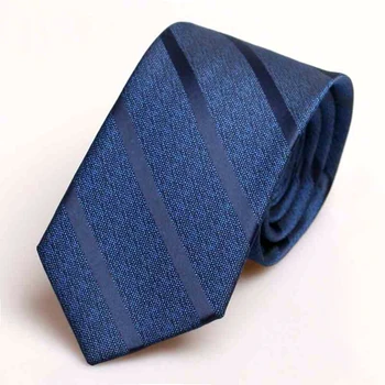 

Top Quality Business Ties for Men Navy Blue Stripes Necktie Classic Wedding Party Tie 7cm Width 2019 Fashion Neck Tie Gift Box