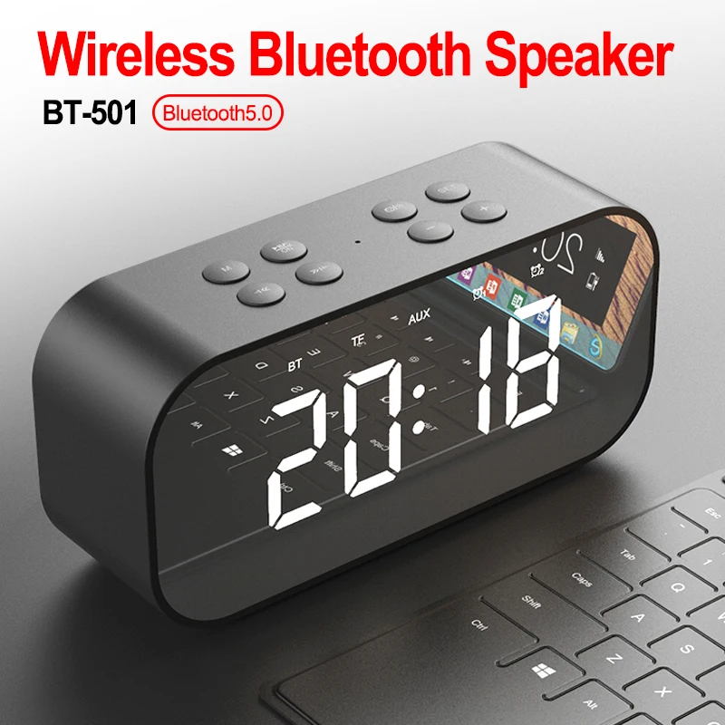 Night Desk Digital Bluetooth Clock Speaker LED Mirror Clock Wireless Bluetooth Speaker Support TF Card USB Music Player
Night Desk Digital Bluetooth Clock Speaker LED Mirror Clock Wireless Bluetooth Speaker Support TF Card USB Music Player