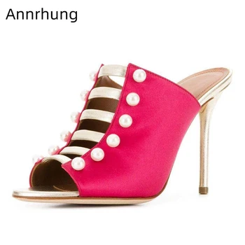 Pearl Decor Narrow Band Shoes Woman Sexy Peep Toe Slides Mixed Color Satin Slippers Women Cut Outs Zapatos De Mujer
Pearl Decor Narrow Band Shoes Woman Sexy Peep Toe Slides Mixed Color Satin Slippers Women Cut Outs Zapatos De Mujer