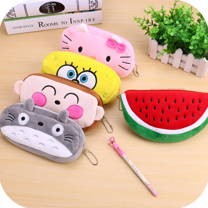 Kawaii Cartoon Animal Large Capacity Plush Pencil Case Cosmetic Bag Promotional Christmas Gift Stationery(China (Mainland))