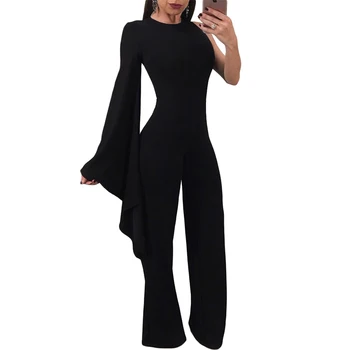 2018 New Autumn Winter Black Wide Leg Long Bell Sleeve Jumpsuit Ruffle Sexy Women Long Pants Overalls Formal Jumpsuit
2018 New Autumn Winter Black Wide Leg Long Bell Sleeve Jumpsuit Ruffle Sexy Women Long Pants Overalls Formal Jumpsuit