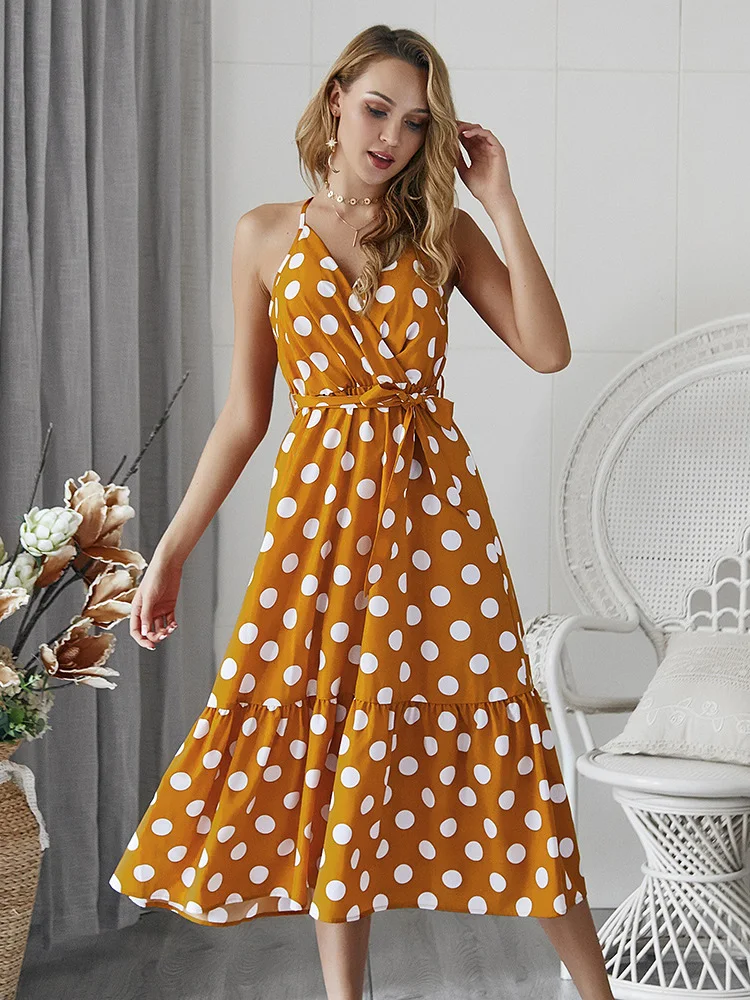 2019 Summer Women's Dresses High Waist Polka Dot Bandage Dress Sexy Sleeveless V-Neck Vestidos Casual Boho Beach Dress Femme
2019 Summer Women's Dresses High Waist Polka Dot Bandage Dress Sexy Sleeveless V-Neck Vestidos Casual Boho Beach Dress Femme